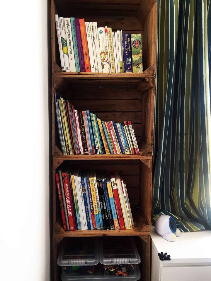 Crate bookcase for kids bedroom