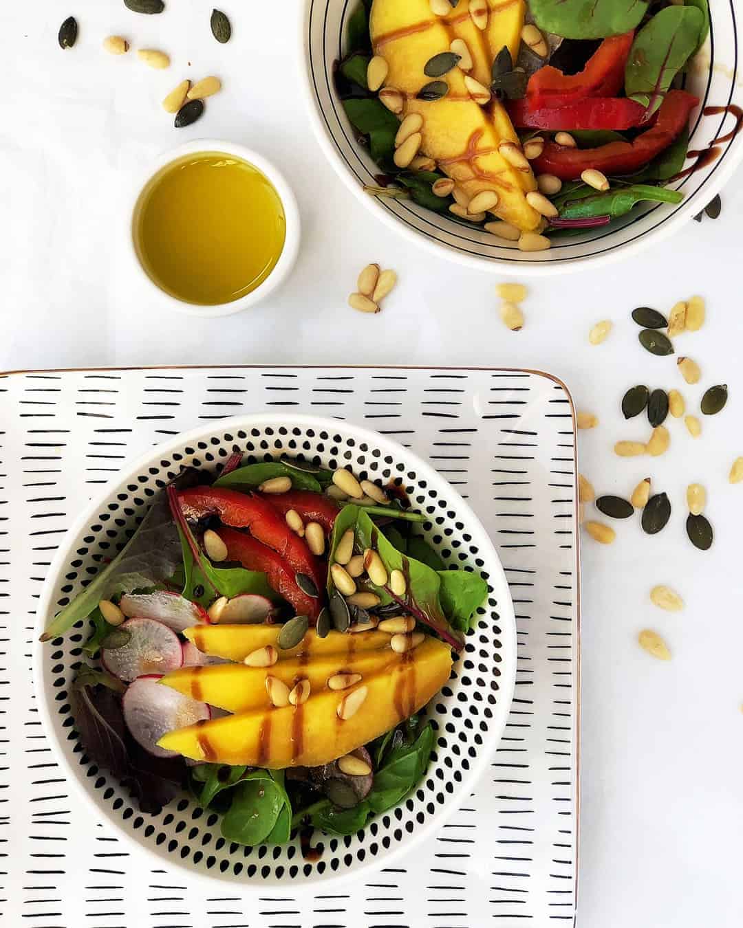 Green Mango and Pine Nuts Salad with Homemade Honey and Mustard Dressing