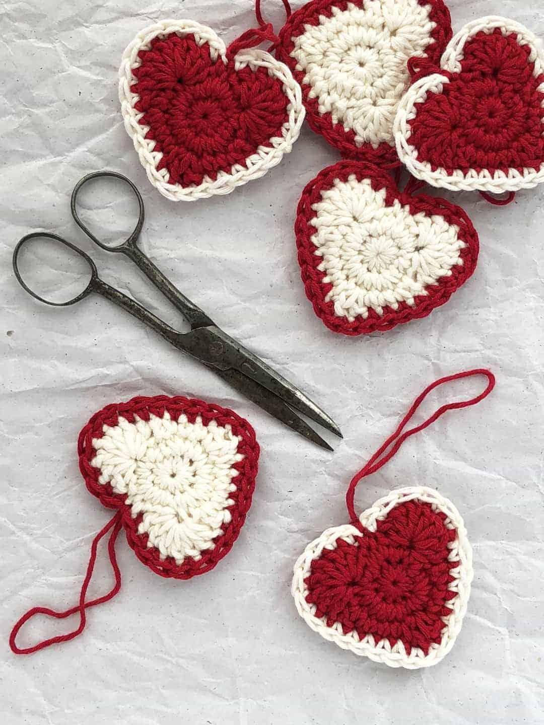Crochet Hearts Christmas Tree Decorations - All Kitchen Colours