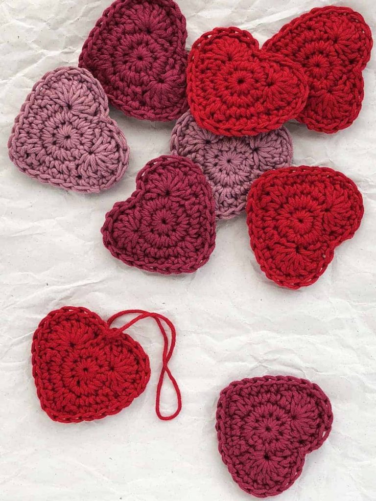 Crochet heart christmas tree decoration