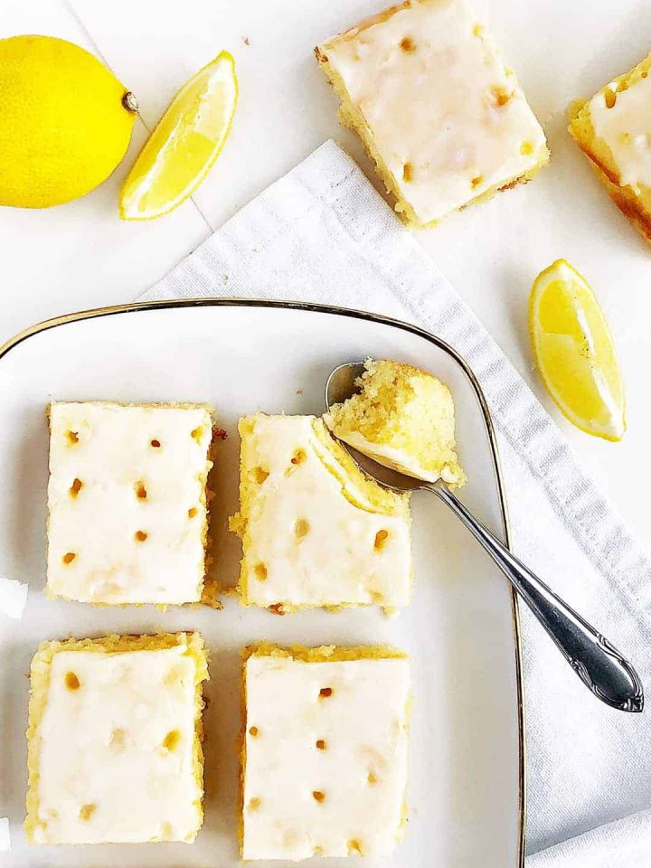 Easy Lemon Drizzle Tray Bake with Lemon Curd