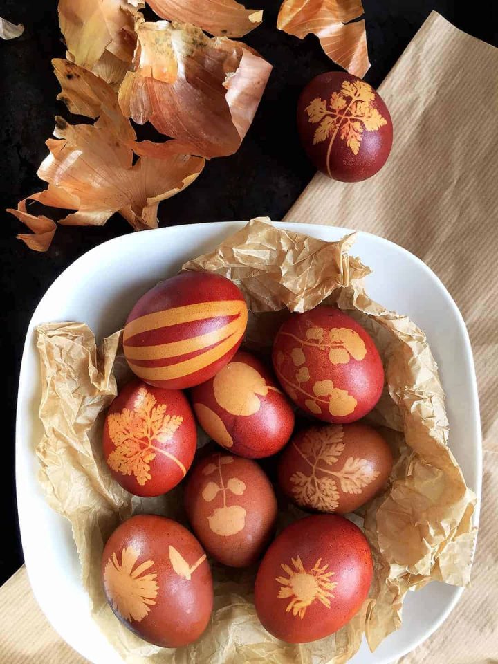 Dying Eggs with Onion Skins and Flowers