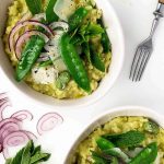 Pureed and Blanched Mangetout risotto