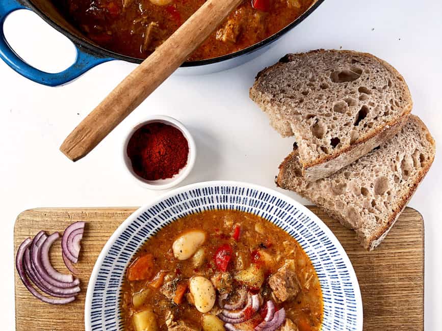 Leftover roast pork shoulder stew