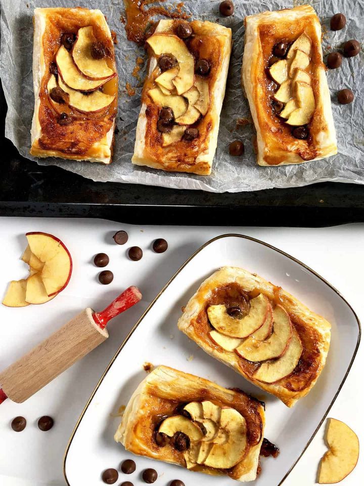 Toffee Apple Tarts with Puff Pastry and Chocolate Chips