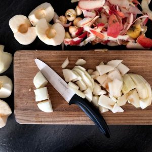Peeled and cut apples
