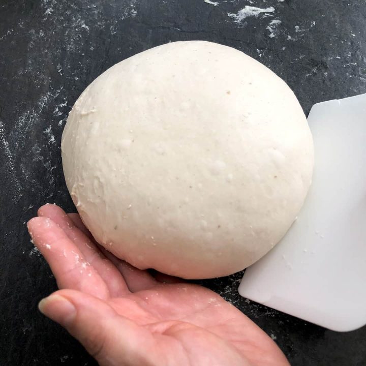 Roudn sourdough ball ready for its final prove.