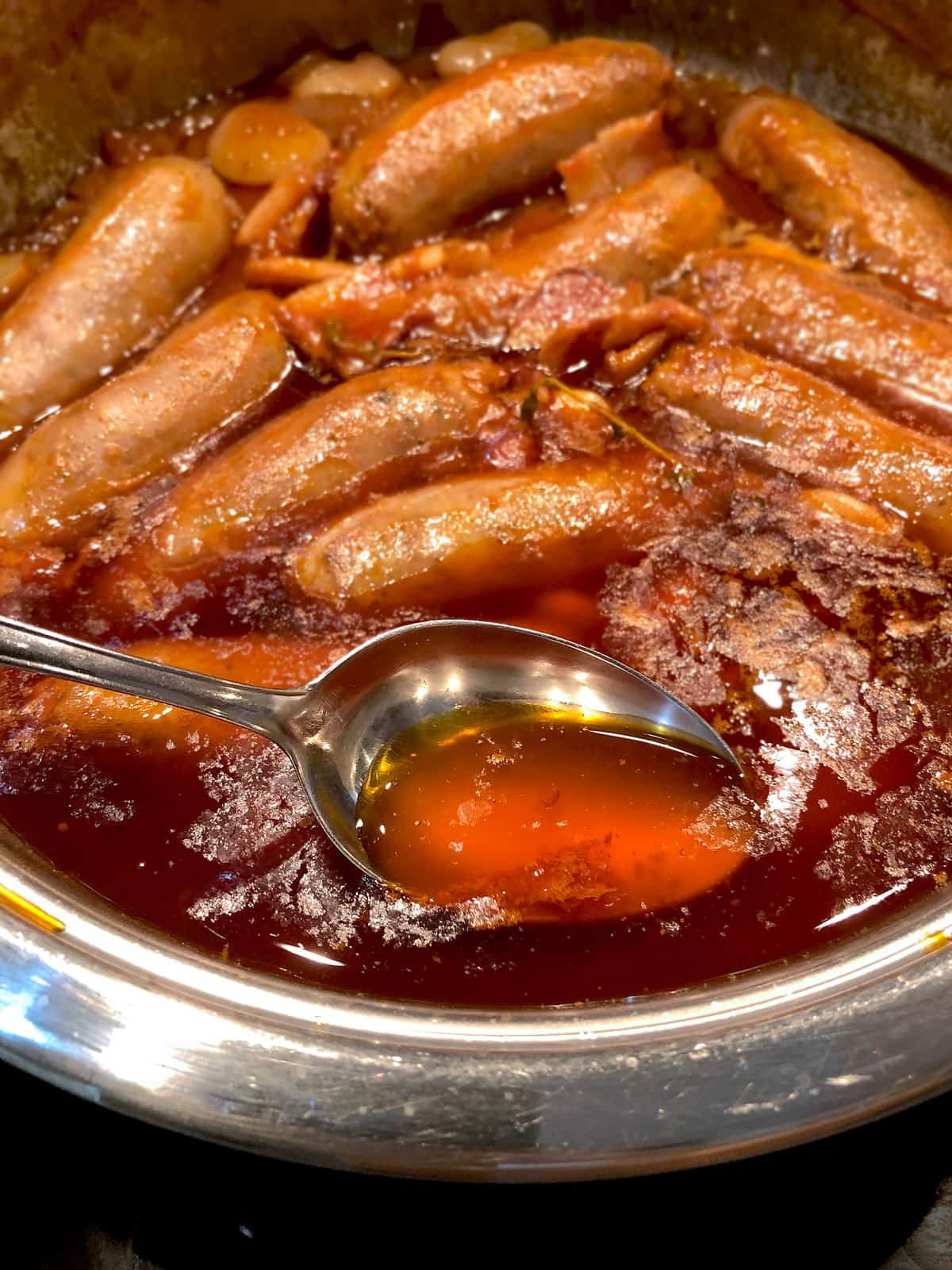 leaked fat from sausages in casserole