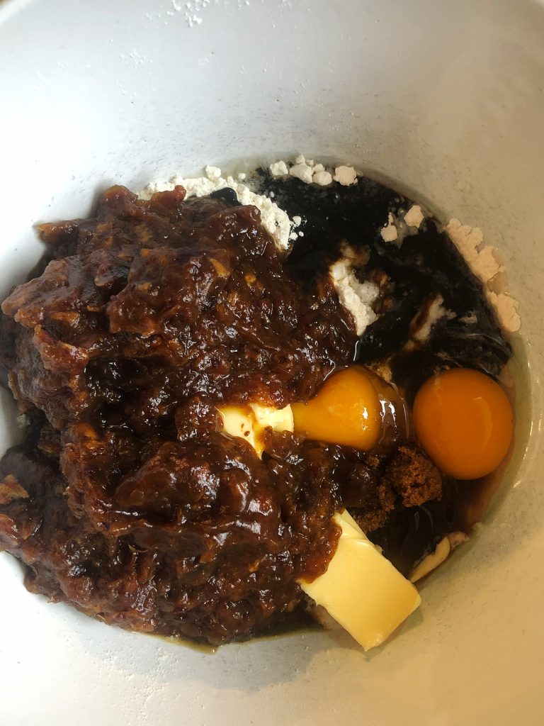 sticky toffee mix in a bowl