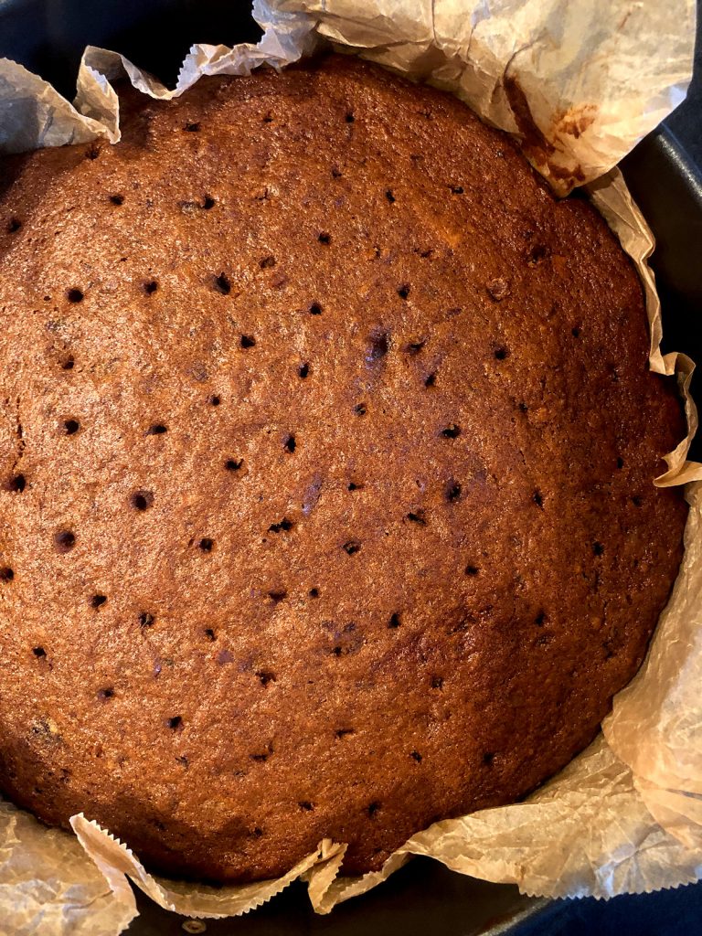 sticky toffee sponge with small pricks