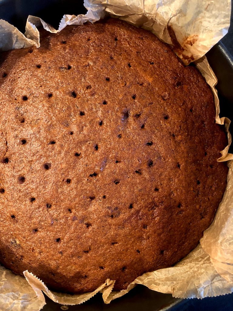 sticky toffee sponge with small pricks