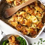 Golden-brown Cottage Pie in a Roasting Dish