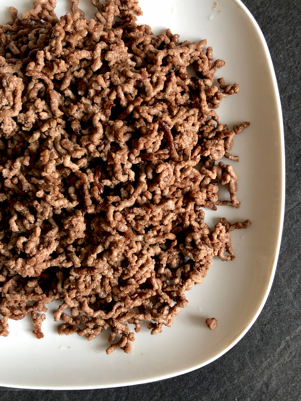 browned mince beef on a plate