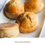 Pinterest pin: A picture of golden baked scones with a text overlay - Paul Hollywood's scones tried and tested.