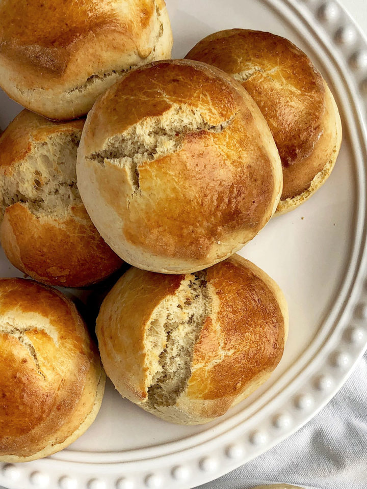 Paul Hollywood's scones placed on a white plate.