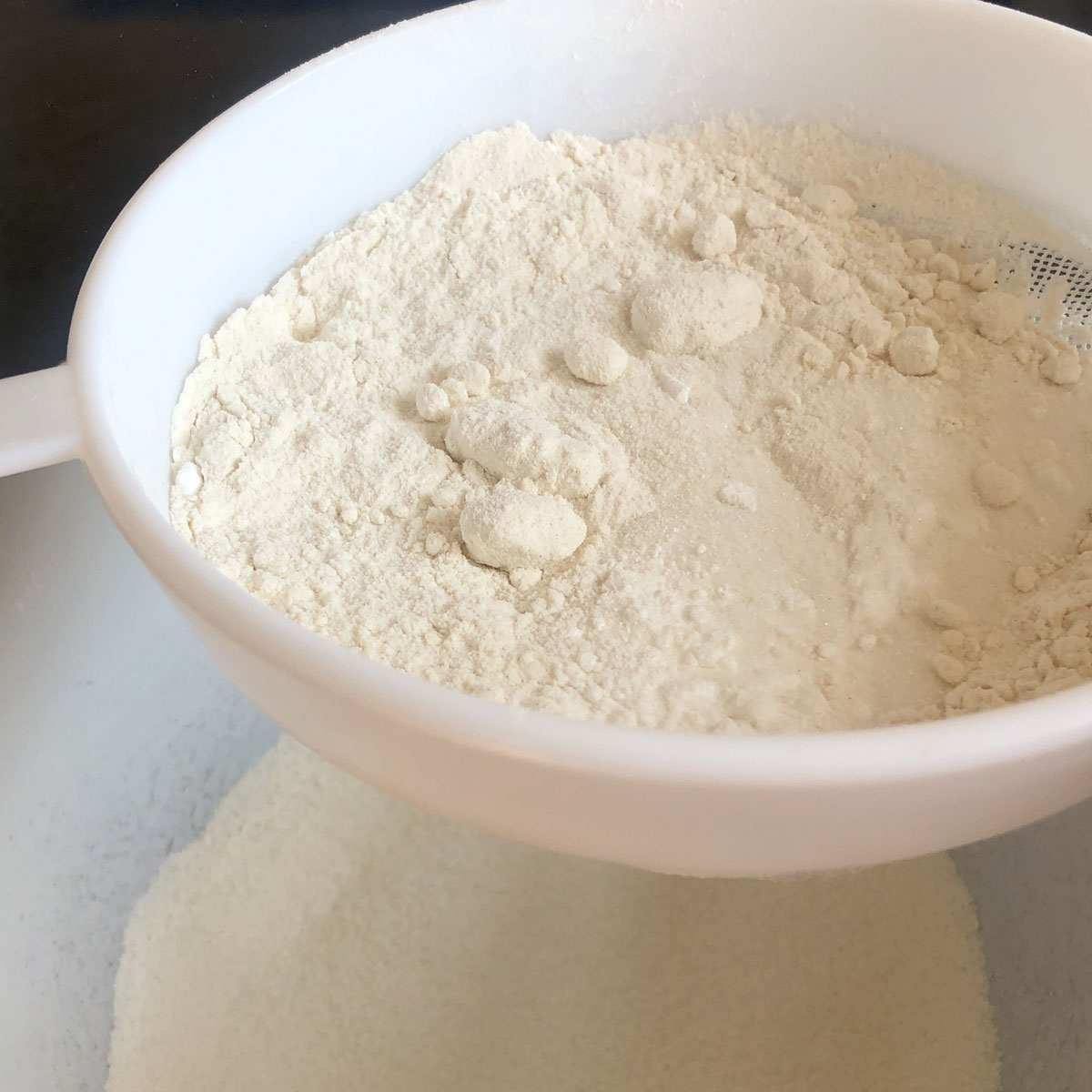 Flour in a sieve.