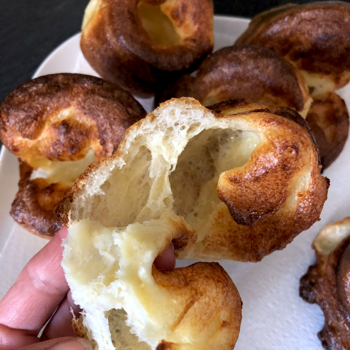 Yorkshire pudding teared in half.