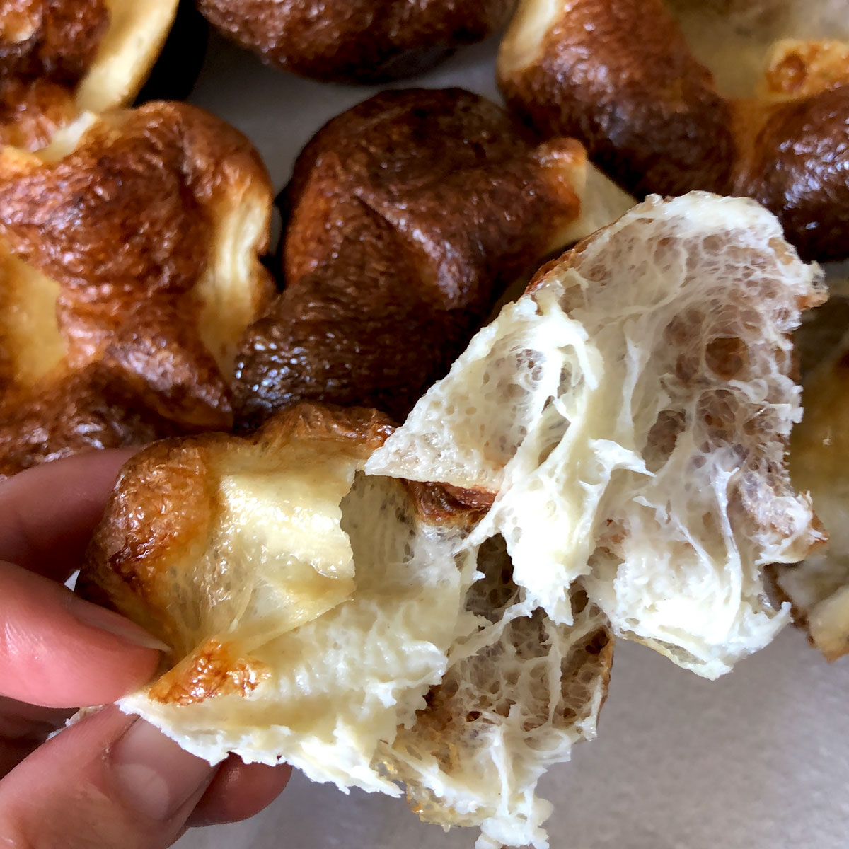 Inside texture of Yorkshire pudding.