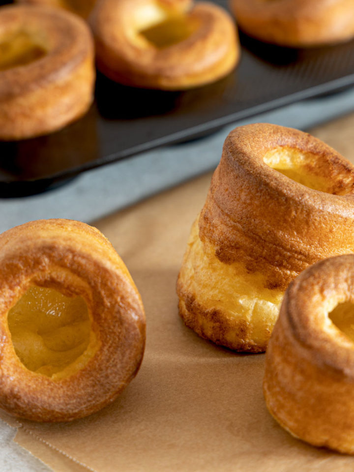 3 beautifuly risen, golden brown Yorkshire puddings.