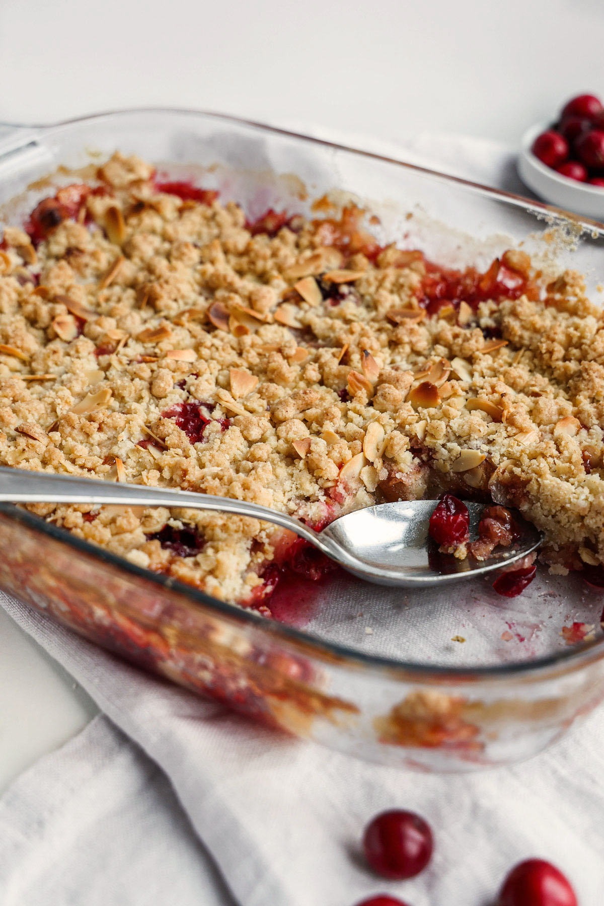 Apple crumble with cranberries.