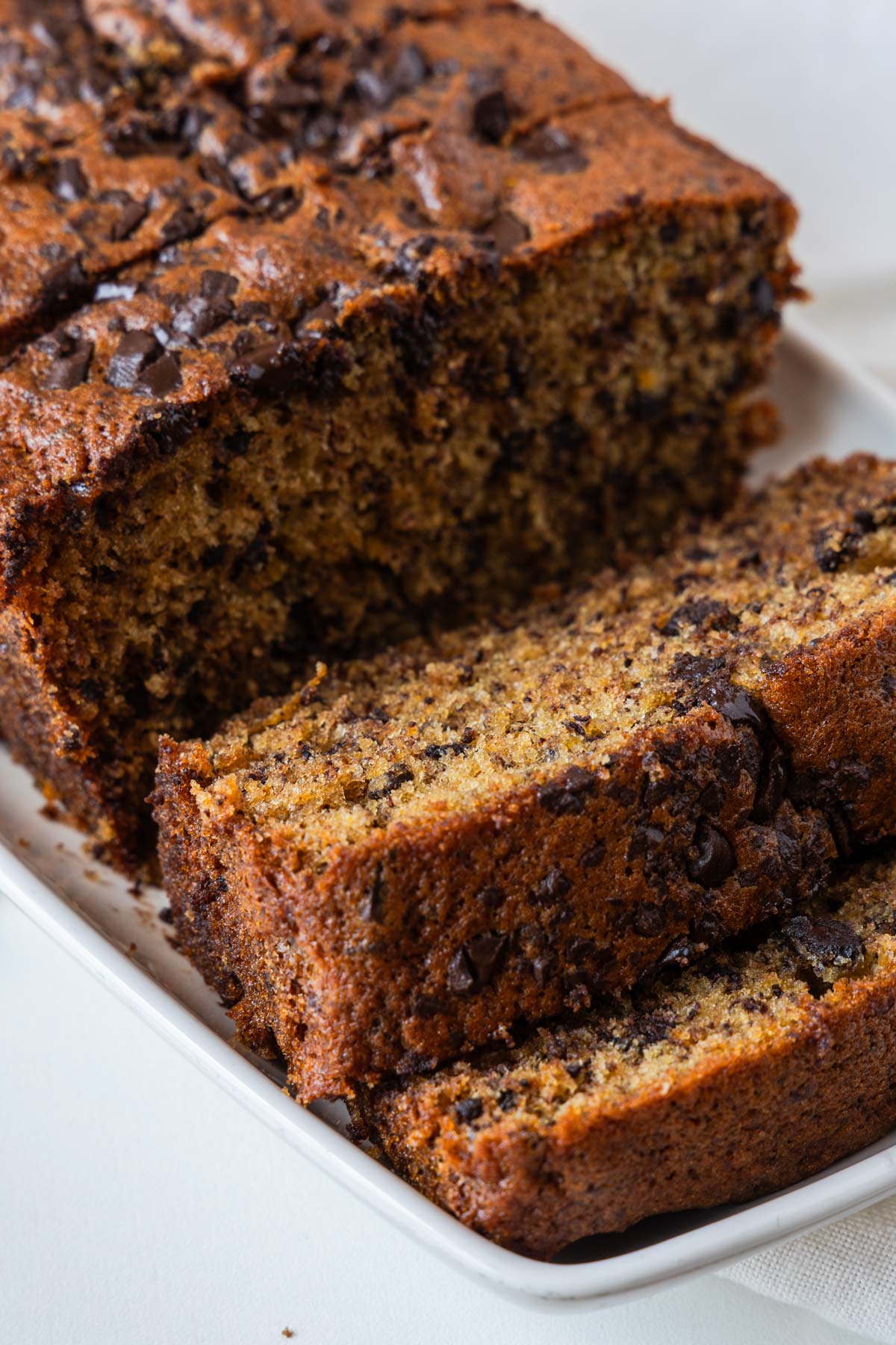 A loaf of Chocolate Chip Banana Bread